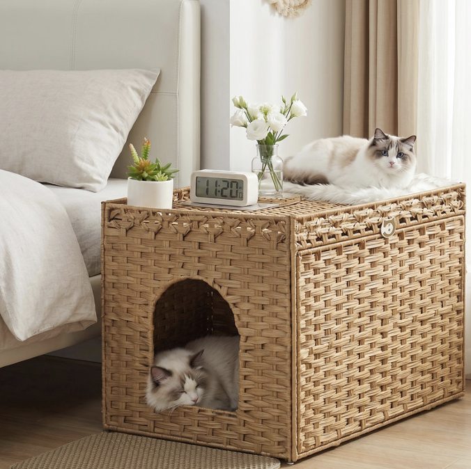Wicker pet bed sidetable bedroom furniture