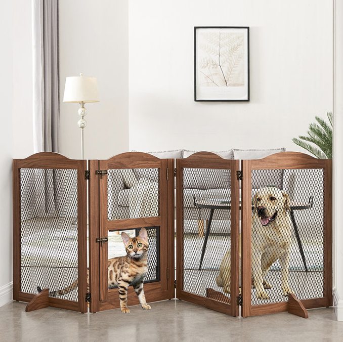 Wood metal industrial dog cat pet screen gate